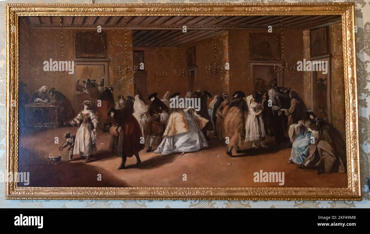 Gemälde von Francesco Guradi, 'Parlatorium der Nonnen von San Zaccaria`, Ca’ Rezzonico , Palast ,  Museo del Settecento Veneziano (Museum des venezian Stock Photo